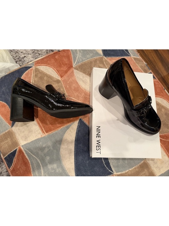 Nine West Shoes - Nine West Black Patent Block Heel Loafers